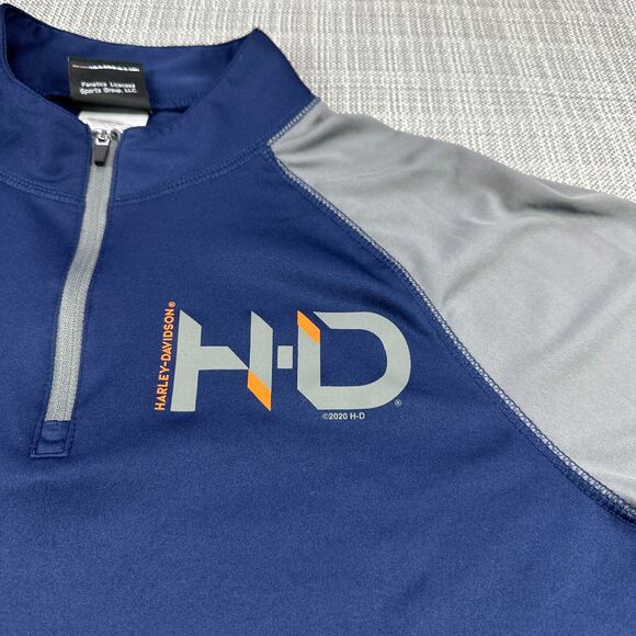 Harley Davidson Pullover Mens Medium Performance 1/4 Zip Long Sleeve Blue - Picture 4 of 11
